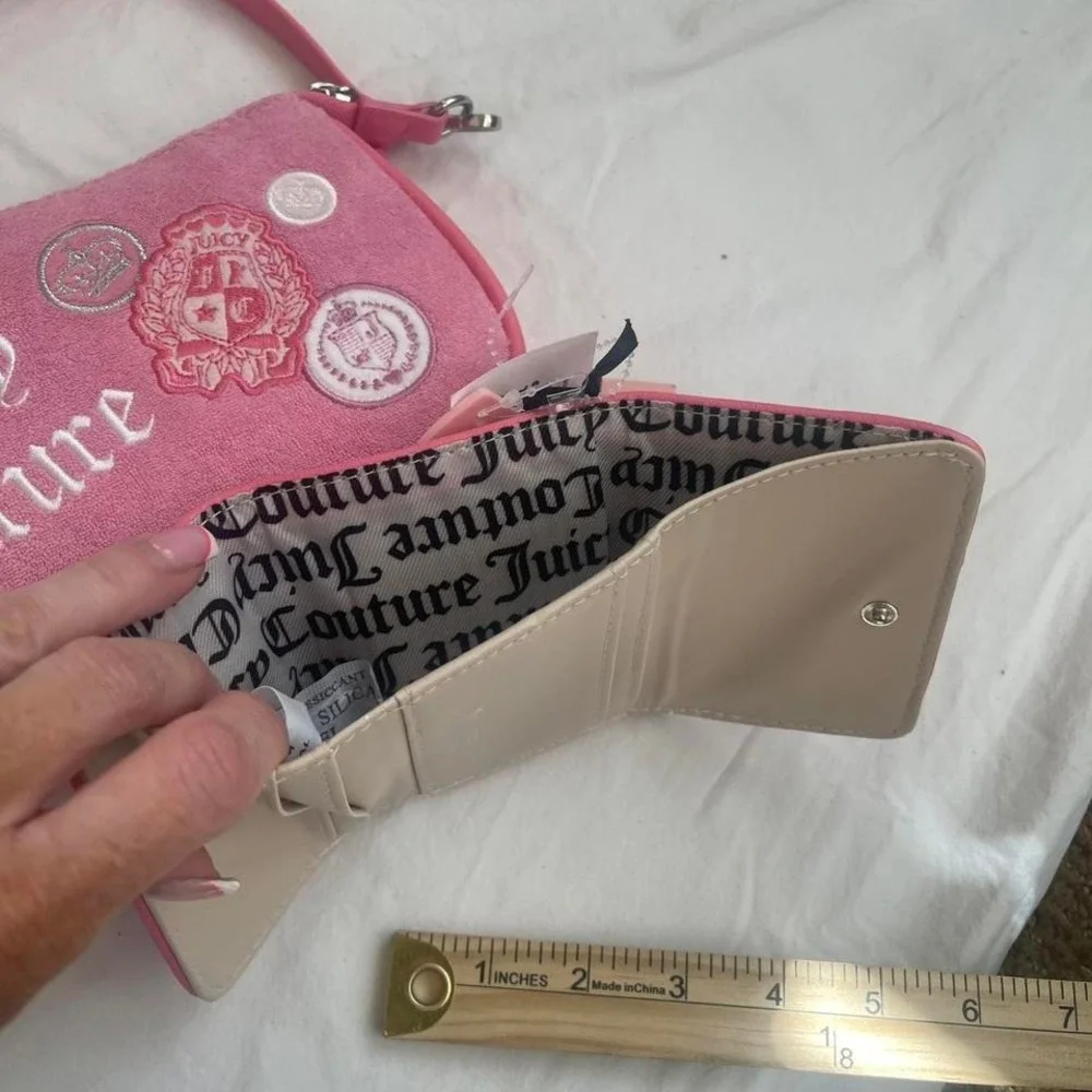 Juicy Couture Cherry Blossom Pink‎ Terry Cloth Wristlet and Trifold Wallet Set